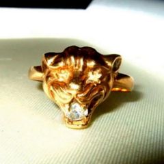 Vintage Hallmarked 9ct Gold Gemset 'Panther' Ring