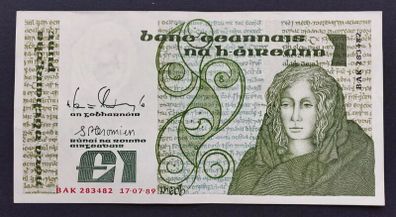 Ireland | 1989 | 1 Pound | P.70d | Prefix - BAK | aUNC