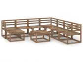 9 Piece Garden Lounge Set Brown Impregnated Pinewood