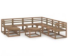 9 Piece Garden Lounge Set Brown Impregnated Pinewood