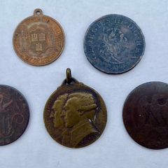 Collection of 5 antique coins / medals -  1800-1907
