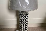 Modern Geometric Mother of Pearl Cylinder Ceramic Table Lamp