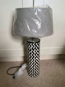 Modern Geometric Mother of Pearl Cylinder Ceramic Table Lamp