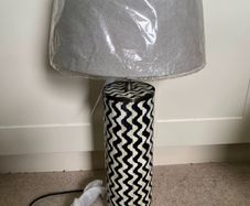 Modern Geometric Mother of Pearl Cylinder Ceramic Table Lamp