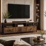 Industrial TV Cabinet with 3 Drawers  Rustic Brown Entertainment Unit for TVs up to 65 Inch Image 2