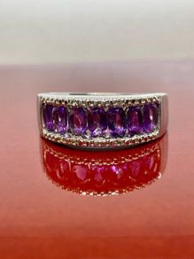 Silver ring with Amethyst and  Zircons