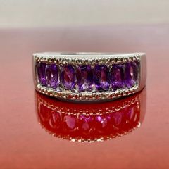 Silver ring with Amethyst and  Zircons