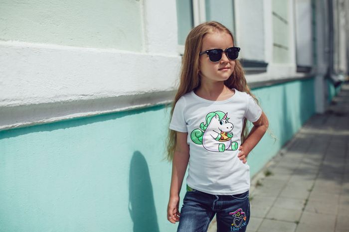 Cute Funny Unicorns Printed Girls T-shirt Tee Top Shirt Birthday Girl Tees Tops Shirts
