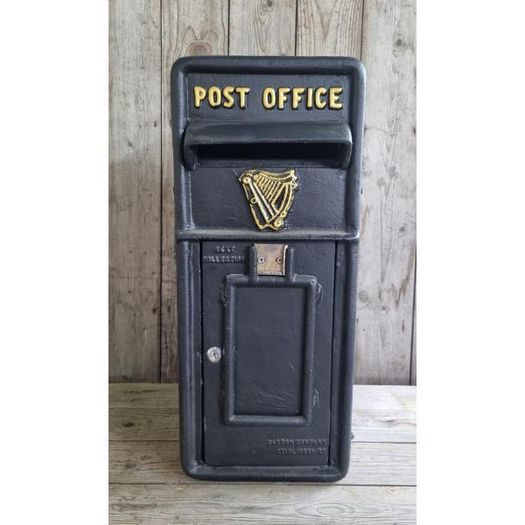 Cast Iron Post Box Large Big Harp Black CH R MB04 B