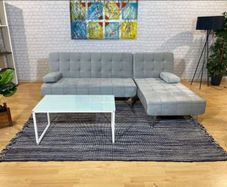 Light grey velvet corner Sofa Bed Large. 236cm