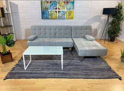 Light grey velvet corner Sofa Bed Large. 236cm