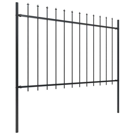 Garden Fence with Spear Top Steel 3.4x1.2 m Black