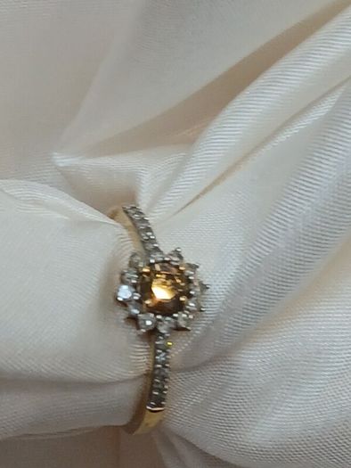 Sparkling Champagne Diamond Halo Ring