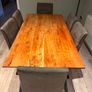 Hardwood dining table with 6 faux suede chairs Image 2