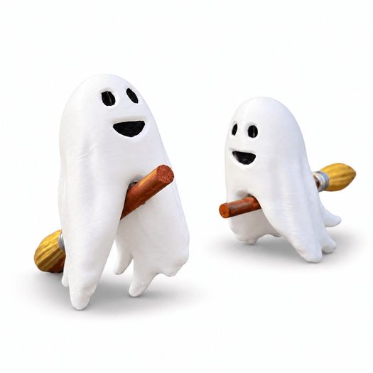Cute Ghost on a Broom - 3D - Halloween Decor