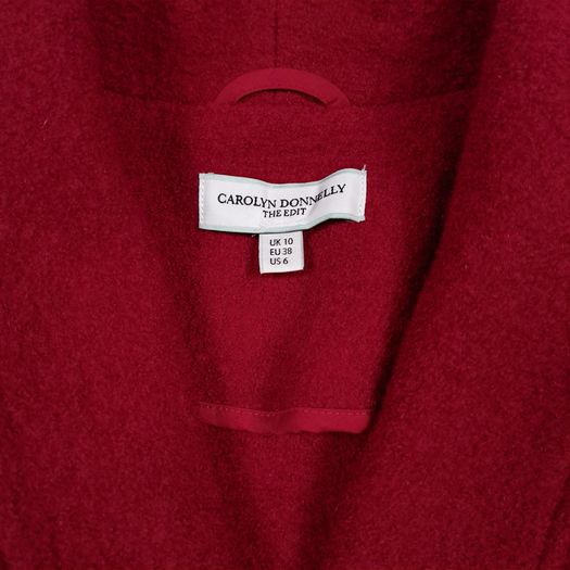 Carolyn Donnelly Cherry Red Shawl Collar 100% Wool Long Coat Overcoat 10UK/38EU