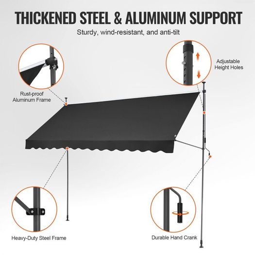 3.5m Patio Awning Retractable Awning Sunshade Shelter with Crank Handle