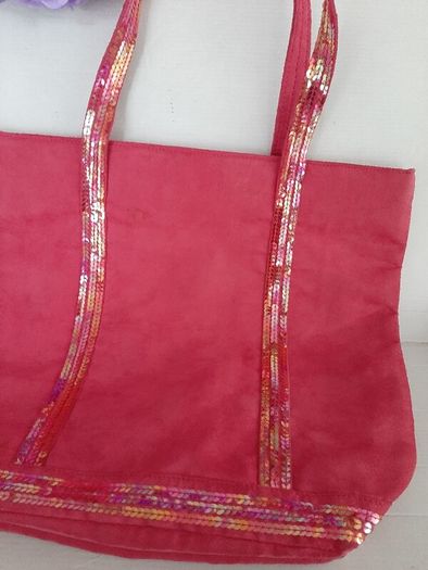 New pink suede tote bag