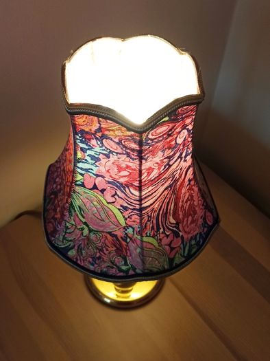 Vintage Brass table lamp polished in  matt & gloss finish with original lamp shade   height 37cm