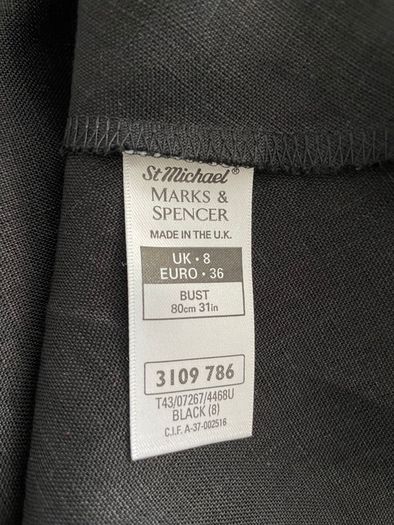 Black Linen St Michael - Marks and Spencer Sleeveless Top - Size 8- New with Tags