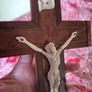 Vintage Wooden Crucifix with Brass Image 6