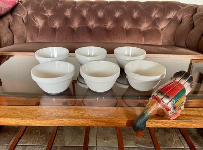 6 Vintage Style Mason Cash Small White Pudding Bowl 48s 1950 1960s Era