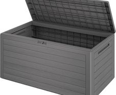 Outdoor Storage Box 300L Capacity, Weatherproof, Wood-Effect Design