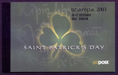 2003 Ireland Stampa Members Souvenir St Patrick's Day Commemorative Stamp Booklet Overprinted for Stampa Mint Never Hinged (MNH)