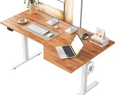 L-shaped Height Adjustable Desk, 140 x (60-80 cm), Electric Standing Desk