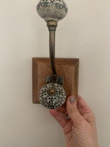 hook wooden hanger decorative with ceramic knob