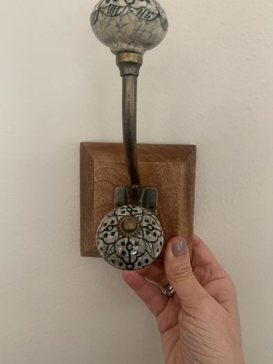 hook wooden hanger decorative with ceramic knob
