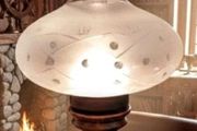 Massive vintage  solid wood and opaline glass lamp