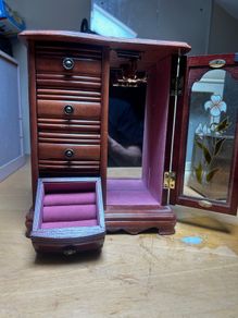 vintage wooden jewellery cabinet