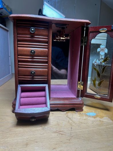 vintage wooden jewellery cabinet