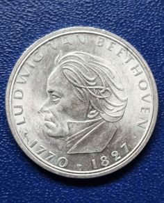 1970 Unc Germany F Silver 5 Deutsche Mark Ludwig Van Beethoven