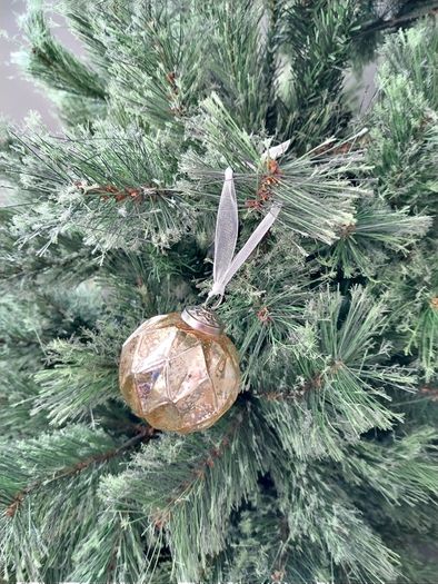 Box of x12 Gold Speckle Geometric Style Glass Christmas Baubles