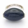 925 Vintage Sterling Silver Signed Chunky Blue Goldstone Ring Image 3