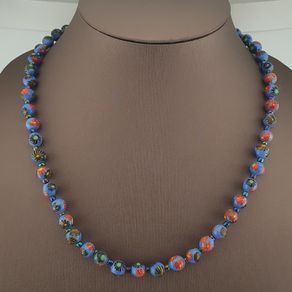 Antique Venetian Style Floral Glass Beads Necklace