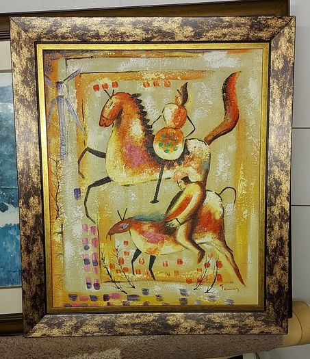 Vintage textured framed painting