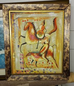 Vintage textured framed painting