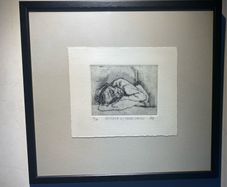 picture etching a figurative sketch of a person resting or sleeping