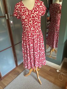 Seasalt Organic Cotton Raspberry Abstract Pattern Dress -  Size 10