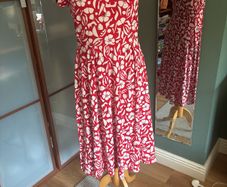 Seasalt Organic Cotton Raspberry Abstract Pattern Dress -  Size 10