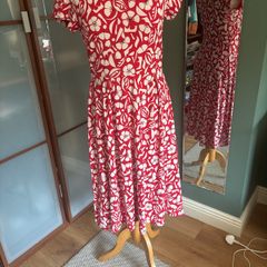 Seasalt Organic Cotton Raspberry Abstract Pattern Dress -  Size 10