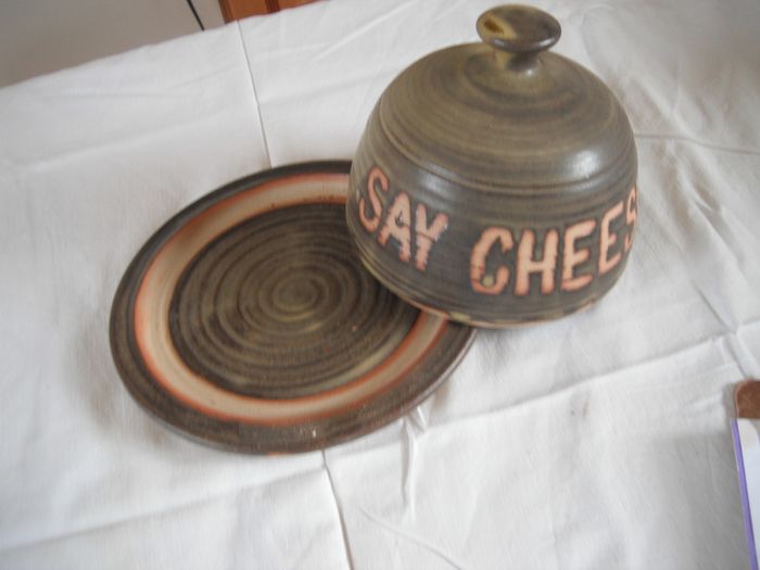 Pottery Cheese Plate and Cover