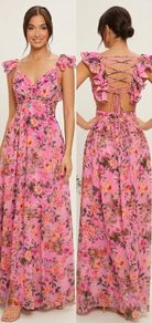 REDUCED - Pink Floral Summer Maxi Dress
