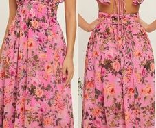 Pink Floral Summer Maxi Dress