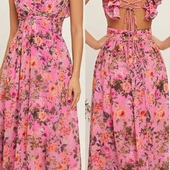 Pink Floral Summer Maxi Dress