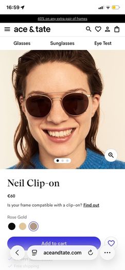 Ace & Tate Neil Satin Silver glasses and Sunglasses Clip on