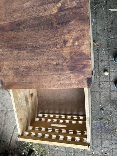 Walnut Bathroom Laundry Stand